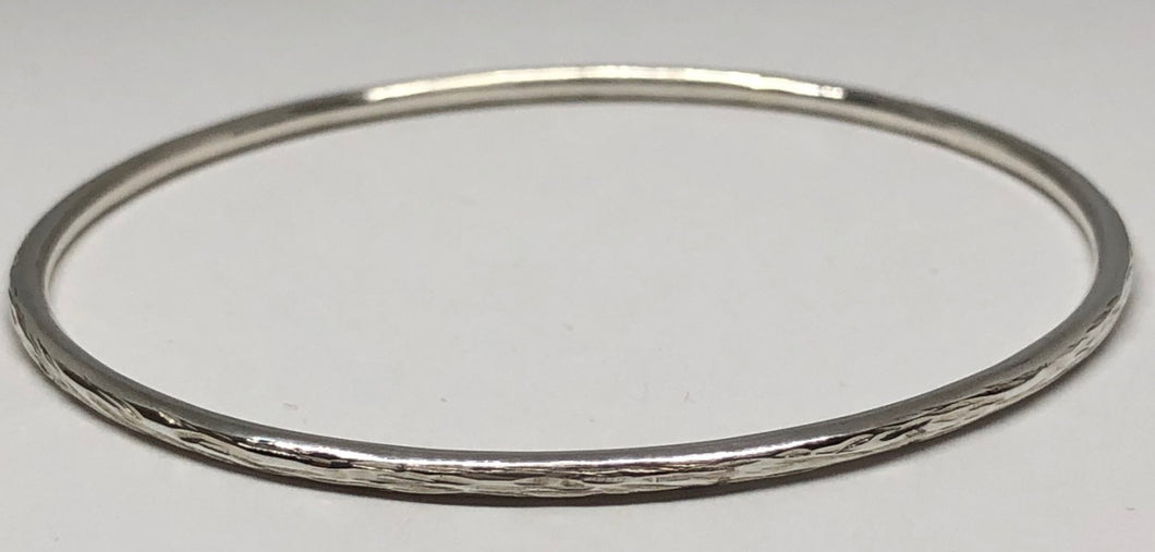 Sterling Silver Bangle with Bark Texture