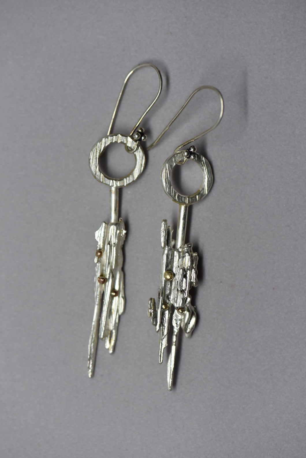 Sterling Silver and Gold Driftwood Earrings