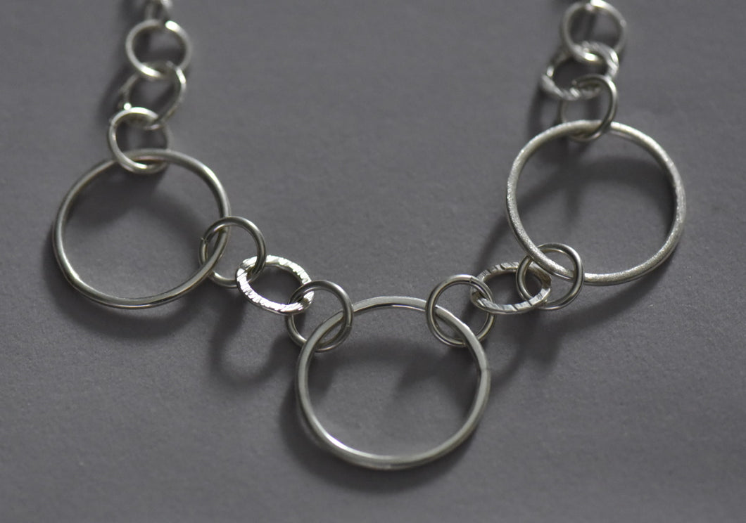 Sterling Silver Circles Necklace 18 Inches