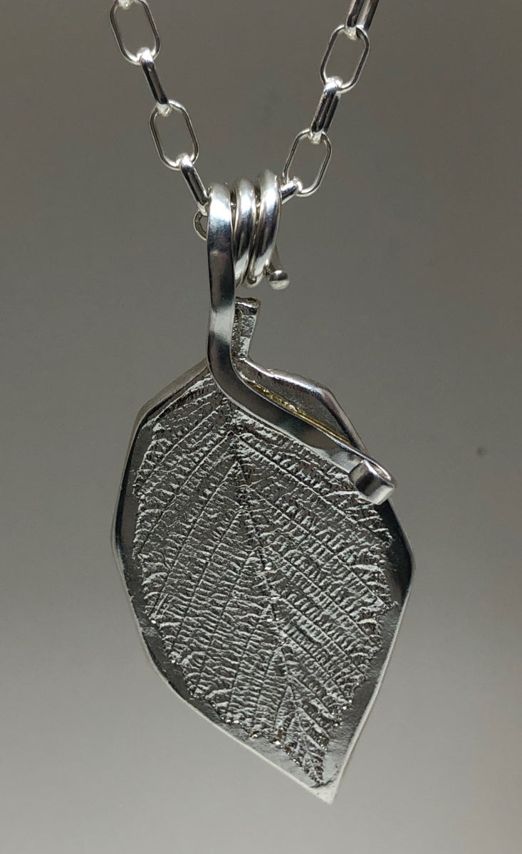 Sterling Silver Cast Alder Leaf Pendant